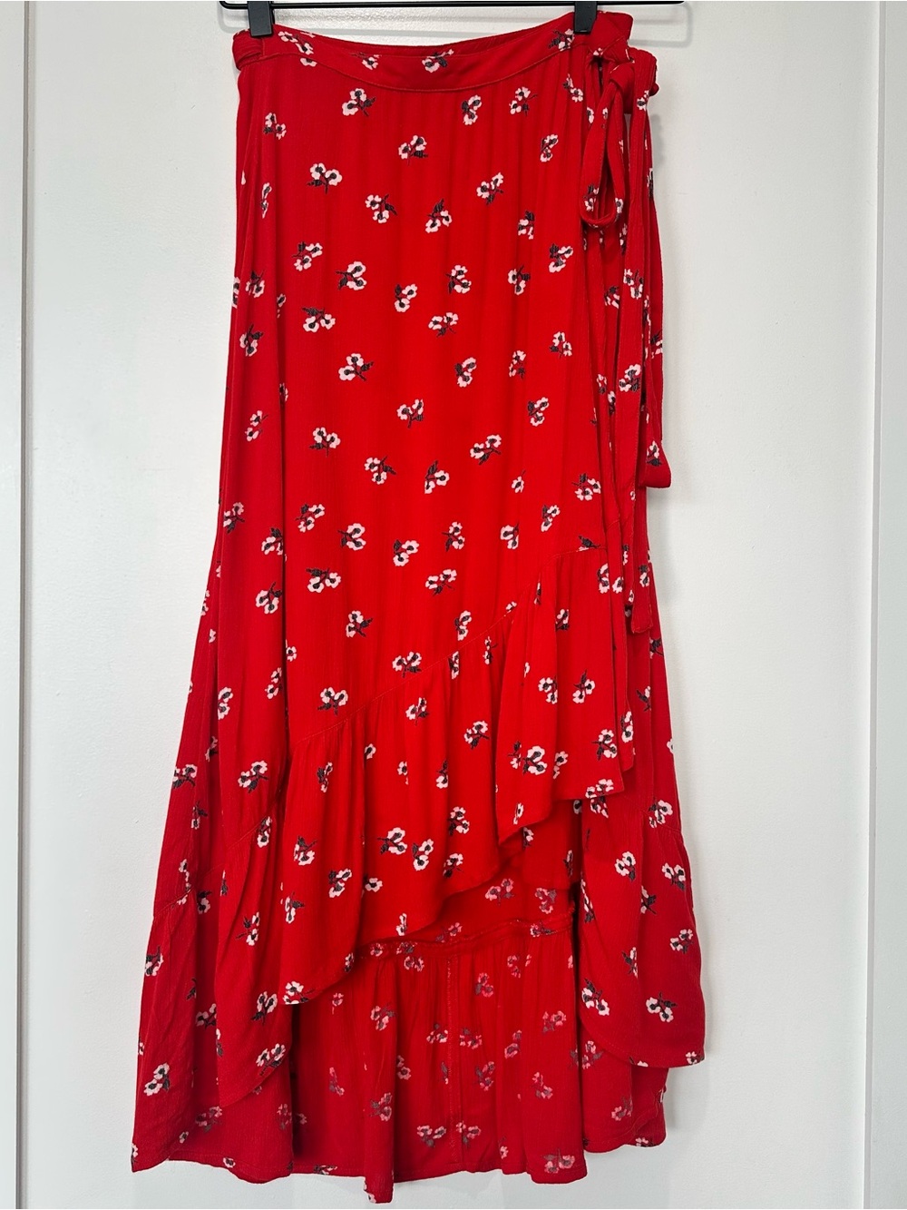 Billabong Red Floral High-Low Wrap Skirt